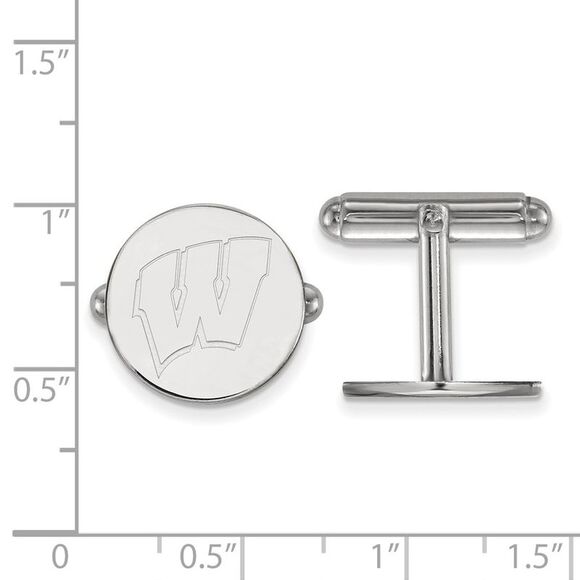 Sterling Silver University of Wisconsin Initial W Cuff Links